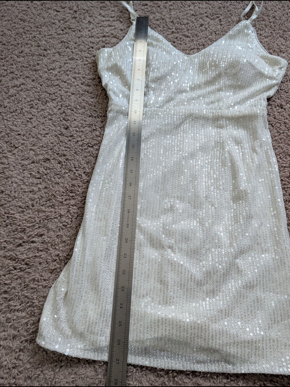 Lulu's Womens White Shine and Sparkle Sequin Sleeveless Mini Dress Size Small - Picture 15 of 15